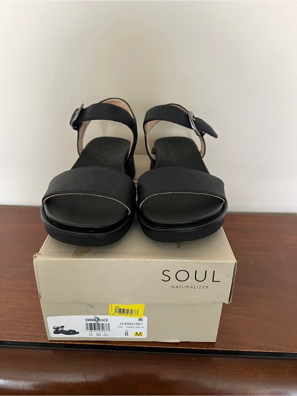 SOUL Naturalizer Black Women's Ankle-Strap Sandals Size 8